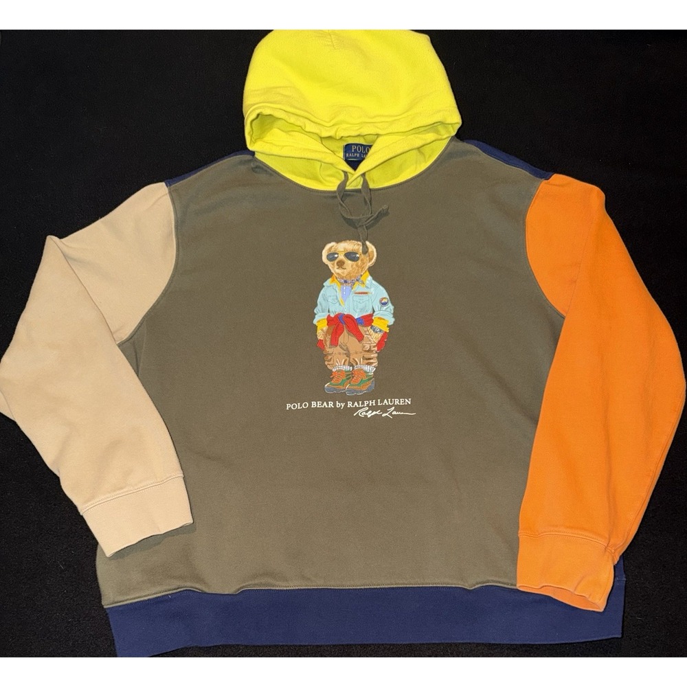Polo Ralph Lauren Colorblock Hoodie Sweater Fleece Mens Size XL